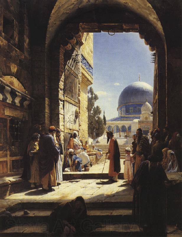 Gustav Bauernfeind At the Entrance to the Temple Mount, Jerusalem Norge oil painting art